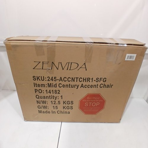ZENVIDA MID CENTURY MODERN ACCENT ARMCHAIR SOLID HARDWOOD - 30" X 27.5" X 33" - LIGHT GREEN (MODEL: 245-ACCNTCHRHR1-SFG) image 7