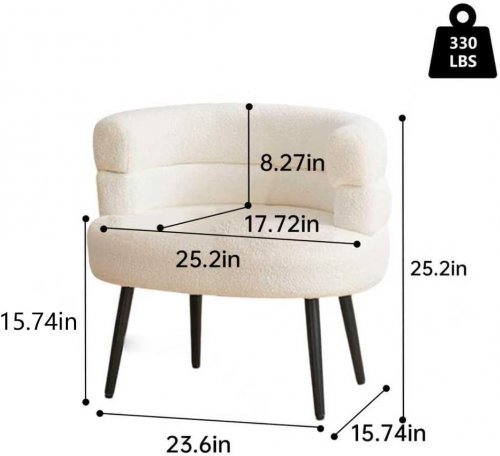 CHIQUERID COMFY FABRIC VANITY CHAIR FOR BEDROOM HOME OFFICE - 15.74" X 23.6" X 25.2" - CREAM image 2