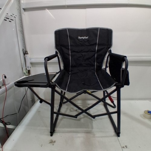 SUNNYFEEL FOLDABLE HEATED USB POWERED CAMPING CHAIR WITH SIDE TABLE AND STORAGE POUCHES - 300LBS CAP - BLACK/GREY(MODEL: ‎AC3008L) image 2