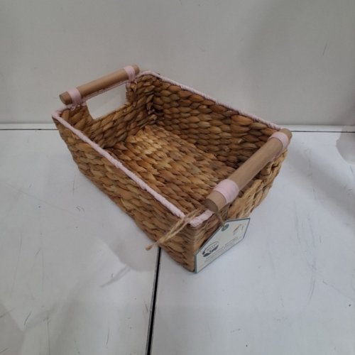 ZENNA HOME WOVEN WATER HYACINTH RECTANGULAR DECORATIVE STORAGE BASKET - 12" X 8.25" X 5.25" - BROWN image 5