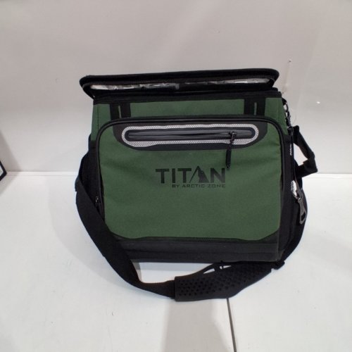 TITAN BY ARCTIC ZONE INSULATED COLLAPSIBLE COOLER WITH CUP HOLDERS - 14" X 10.2" X 13" - GREEN (MODEL: 1740589) image 2