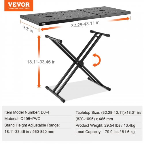 PORTABLE LIGHTWEIGHT DJ LAPTOP & CONTROLLER STAND - 32-43" - BLACK (MODEL: DJ-4) image 2