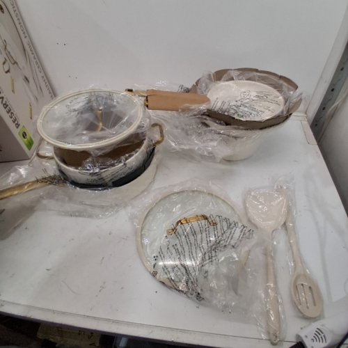 10PC GREENPAN RESERVE PRO NONSTICK COOKWARE SET - WHITE AND GOLD image 2