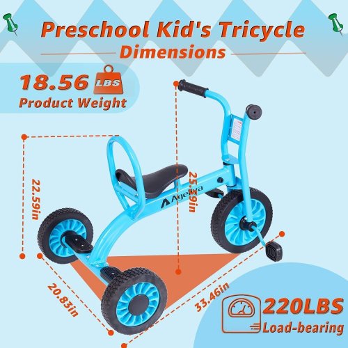 AGELIYA CARBON STEEL FRAME TRICYCLE - BLUE/WHITE (MODEL: AGYXAO1R) image 2