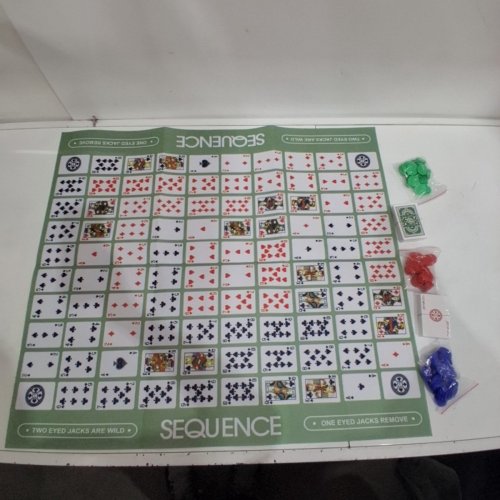 JUMBO SEQUENCE TUBE EDITION BOARD GAME WITH CUSHIONED PLAYING MAT, CARDS & CHIPS - 32" X 27" - MULTICOLOR image 2