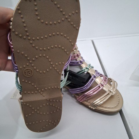 GIRL'S JUSTICE GLADIATOR SANDALS - SIZE 13 - MULTICOLOR METALLIC image 2