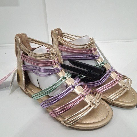 GIRL'S JUSTICE GLADIATOR SANDALS - SIZE 13 - MULTICOLOR METALLIC image 3