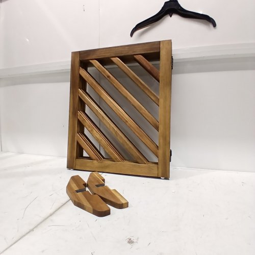 DCEE FREE STANDING SOLID ACACIA WOOD 4 PANEL FOLDABLE PET GATE - 81" X 24" - EBONY (MODEL: SW4H) image 2