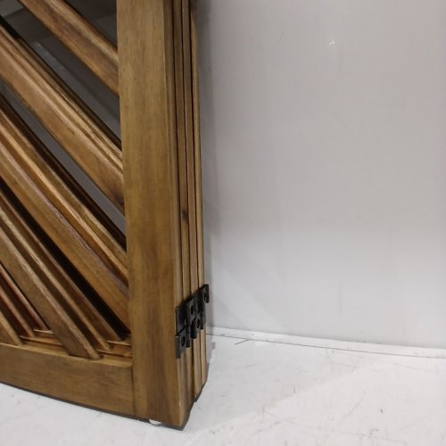 DCEE FREE STANDING SOLID ACACIA WOOD 4 PANEL FOLDABLE PET GATE - 81" X 24" - EBONY (MODEL: SW4H) image 3