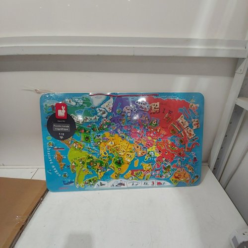 *FRENCH VERSION* 92PC JANOD MAGNETIC WORLD MAP PUZZLE - 28" X 17" - MULTI COLOUR image 3