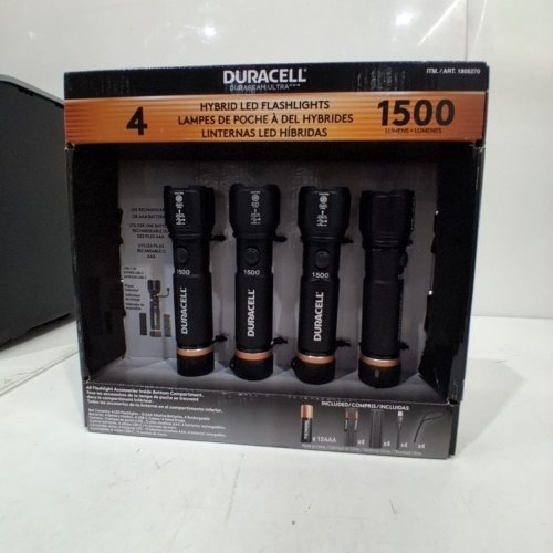 4PK DURACELL HYBRID LED FLASHLIGHTS - 1500LM - BLACK (MODEL:1806270) image 2