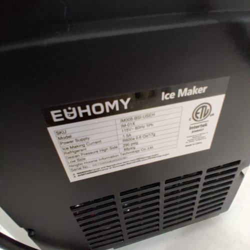 EUHOMY COUNTERTOP ICE MAKER MACHINE WITH HANDLE, BASKET AND SCOOP - MAKES 26LB PER DAY - SILVER (MODEL: IM-01X/IM008-B IN008-BSI-CAEH) image 6