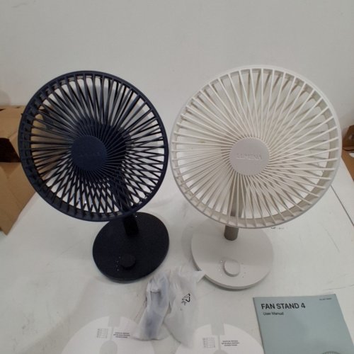 2PK LUMENA FAN STAND 4 CORDLESS DESK FANS - 4 SPEEDS, OSCILLATION - WHITE & NAVY BLUE (MODEL: 1796327) image 4