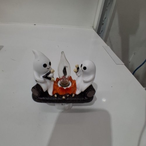 PLUG-IN GHOST CAMPFIRE NIGHT LIGHT - 4" - WHITE/BROWN/ORANGE image 3