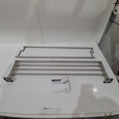 KOKOSIRI TOWEL SHELF/RACK WITH DOUBLE HANGING BARS, 20" - NICKEL (MODEL: B6005) image 2