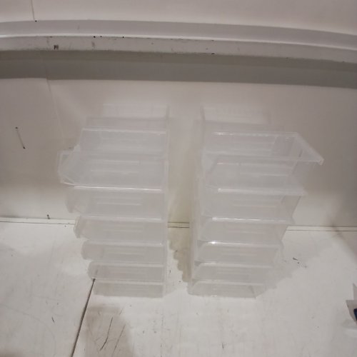 24PK AKRO-MILS AKROBINS STACKABLE SPACE SAVING BINS - 7" X 4" X 3" - CLEAR image 3