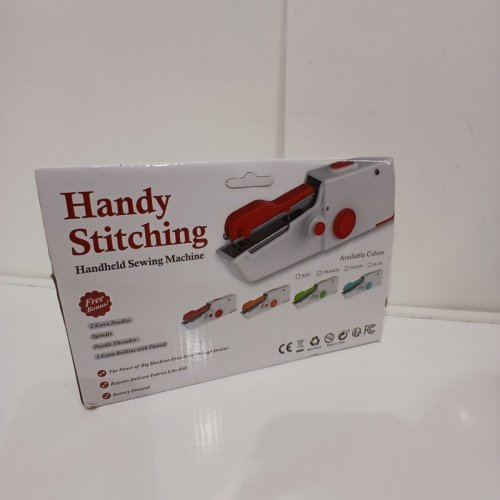 CHENSHENG HANDHELD PRE-THREADED SEWING MACHINE - WHITE/RED image 3