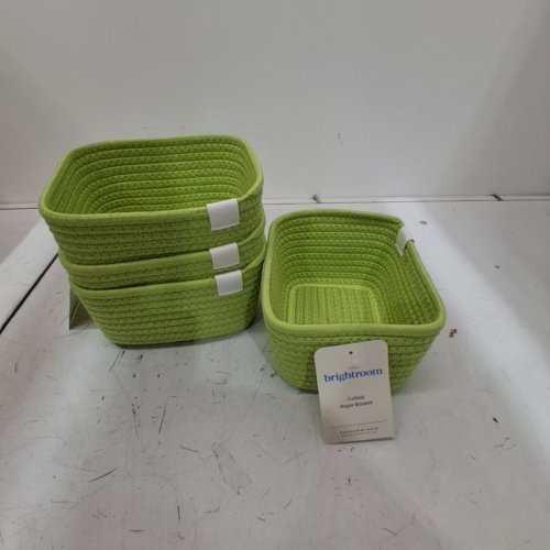 4PK BRIGHTROOM COILED ROPE BASKET 8" X 6" X 4" - GREEN image 3