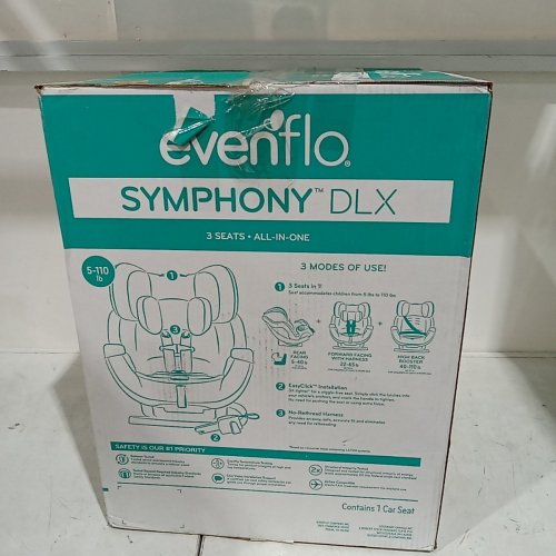 EVENFLO SYMPHONY DLX ALL-IN-ONE CONVERTIBLE CAR SEAT WITH EASY CLICK INSTALL - ASHLAND GREY (MODEL: 34612173C) image 6