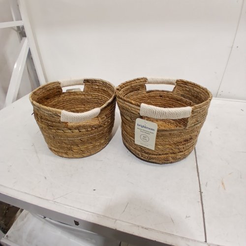 2PK BRIGHTROOM BANANA BARK WOVEN BASKET - 11" - NATURAL image 2