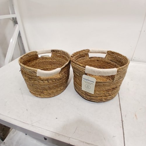 2PK BRIGHTROOM BANANA BARK WOVEN BASKET - 11" - NATURAL image 3