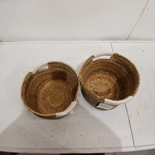 2PK BRIGHTROOM BANANA BARK WOVEN BASKET - 11" - NATURAL image 4