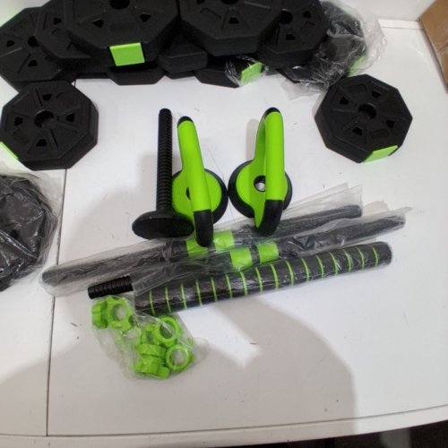 26PC 4-IN-1 GARVEE ADJUSTABLE DUMBBELL WEIGHT SET FOR HOME GYM - DUMBBELLS, BARBELLS, KETTLEBELLS, PUSH-UPS - 44LB - BLACK/GREEN image 3