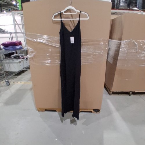 WOMEN'S GEORGE SPAGHETTI STRAP MAXI SUMMER DRESS- EXTRA SMALL - BLACK image 3