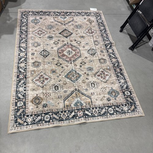 WASH LUXE GEOMETRIC AREA RUG - 5FT X 7FT - BEIGE, NAVY, AND MULTICOLOUR (ITEM: TNC-33690) image 3