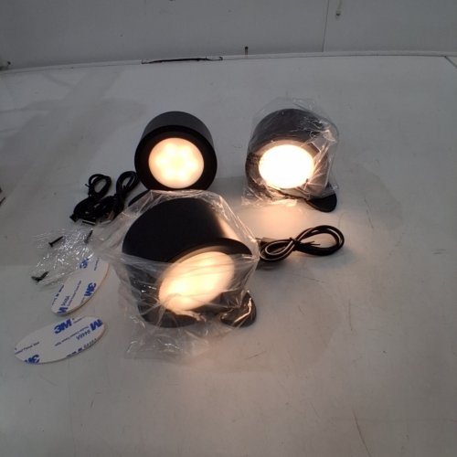 3PK MAGNETIC LED WALL SCONCE LIGHT - BLACK image 3