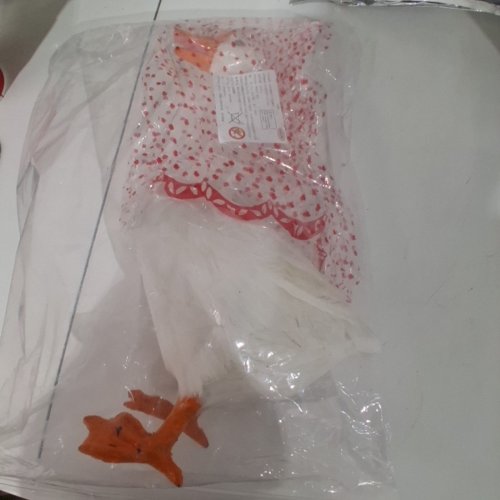 DECORATIVE GOOSE FIGURINE WITH REAL FEATEHRS - WHITE AND ORANGE image 3
