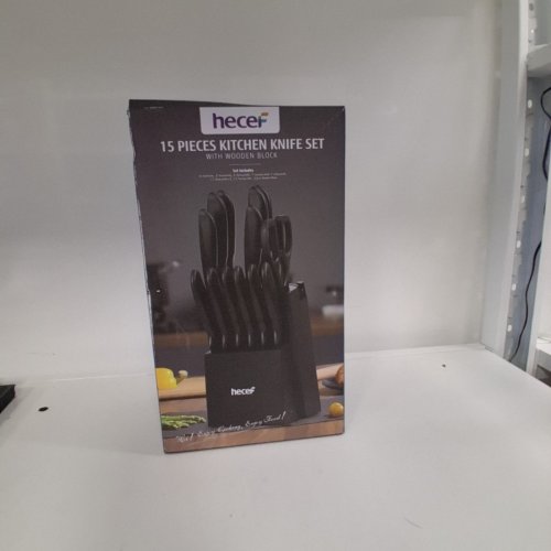 15PC HECEF LIGHTWEIGHT KITCHEN KNIFE SET - 3.5"/5"/7" - BLACK - (MODEL:AU0063187) image 4