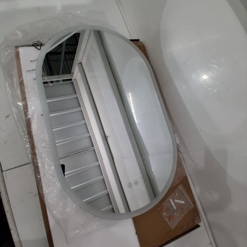 S-BAGNO OVAL LED ANTI-FOG WATERPROOF SHATTERPROOF WALL MOUNT BATHROOM MIRROR - 20" X 32" - SILVER (MODEL: USM3099-MADRID) image 2