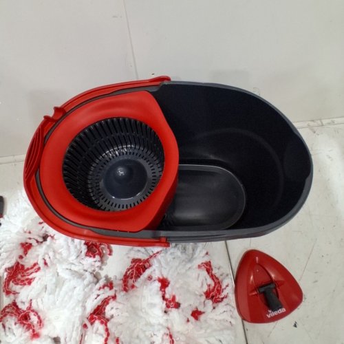VILEDA EASY WRING AND CLEAN MICROFIBRE MOP AND BUCKET WITH POWER SPIN WRINGER - 22" - 48" - BLACK/RED - (MODEL:134289) image 3