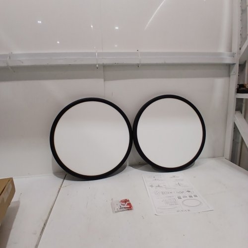 2PK HUNHUN DIMMABLE LED FLUSH MOUNT ROUND CEILING LIGHT FIXTURE - 16", 3000K-6000K, 4600LM - BLACK (MODEL: CAHH-XCD-TG-16IN-B-2P) image 3