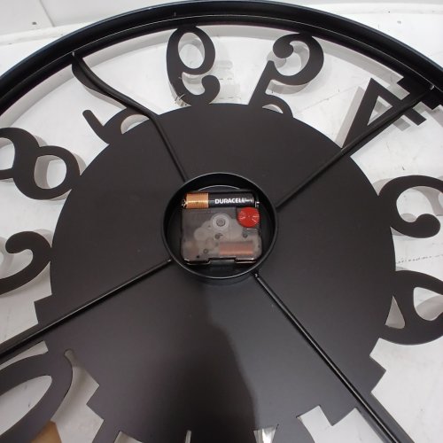 LARGE DECORATIVE ROUND WALL CLOCK - 20" - BLACK/BROWN image 2