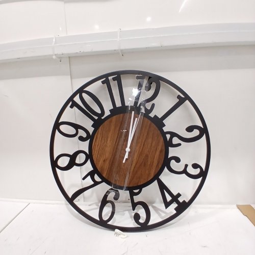 LARGE DECORATIVE ROUND WALL CLOCK - 20" - BLACK/BROWN image 3