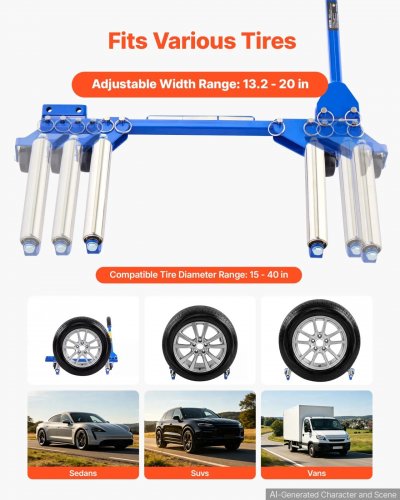 FOLDABLEADJUSTABLE TIRE WHEEL DOLLY - FITS 15-40" TIRES - 240LBS CAPACITY - BLUE (MODEL: TH90778) image 2