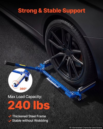 FOLDABLEADJUSTABLE TIRE WHEEL DOLLY - FITS 15-40" TIRES - 240LBS CAPACITY - BLUE (MODEL: TH90778) image 3