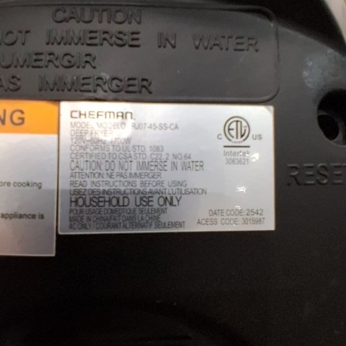 CHEFMAN JUMBO SIZE DEEP FRYER WITH TEMPERATURE CONTROL - 4.3L - STAINLESS STEEL/SILVER (MODEL: RJ07-45-SS-CA) image 5