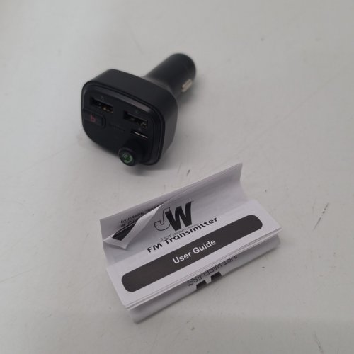 JUST WIRELESS BLUETOOTH FM TRANSMITTER WITH USB-A AND USB-C CHARGING PORTS AND BASS BOOSTER - 30W - BLACK (MODEL: 20088) image 2