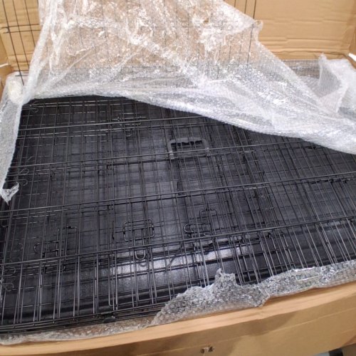 YAHEETECH DOUBLE DOOR COLLAPSIBLE DOG CRATE - 48" - BLACK - (MODEL: 615546) image 3