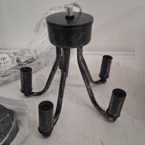 5-LIGHTS FARMHOUSE RUSTIC WOOD CHANDELIER - 16" - E12 - BLACK/BIRCH (MODEL: ADALAK-DJ-PL1104) image 5