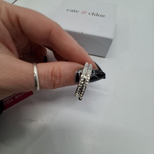 1PR WOMENS CATE & CHLOE ICED HOOP EARRINGS - 24 MM - SILVER (STYLE: CCDE20013ER-RG) image 2