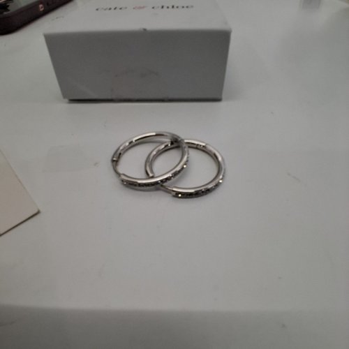 1PR WOMENS CATE & CHLOE ICED HOOP EARRINGS - 24 MM - SILVER (STYLE: CCDE20013ER-RG) image 3