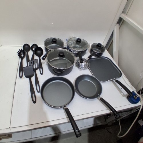 18PC TRAMONTINA PRIMAWARE NON-STICK ALUMINUM COOKWARE SET – BLACK/GREY- (MODEL: 80119/545) image 2