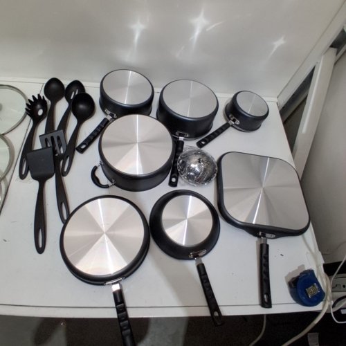 18PC TRAMONTINA PRIMAWARE NON-STICK ALUMINUM COOKWARE SET – BLACK/GREY- (MODEL: 80119/545) image 3