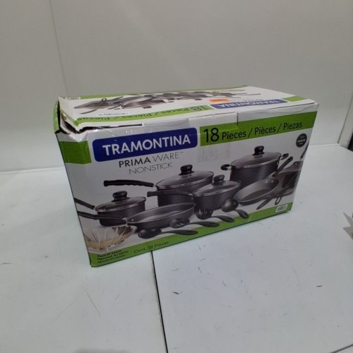 18PC TRAMONTINA PRIMAWARE NON-STICK ALUMINUM COOKWARE SET – BLACK/GREY- (MODEL: 80119/545) image 4