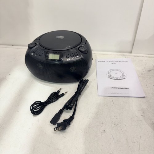 GUERAY PORTABLE CD PLAYER BOOMBOX WITH BLUETOOTH AM/FM RADIO - BLACK (MODEL: B-01) image 4