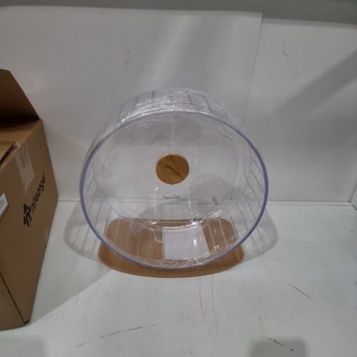 NITEANGEL SUPER-SILENT HAMSTER EXERCISE WHEEL WITH ADJUSTABLE STAND - EXTRA LARGE - 16.5" - CLEAR/WOOD image 2